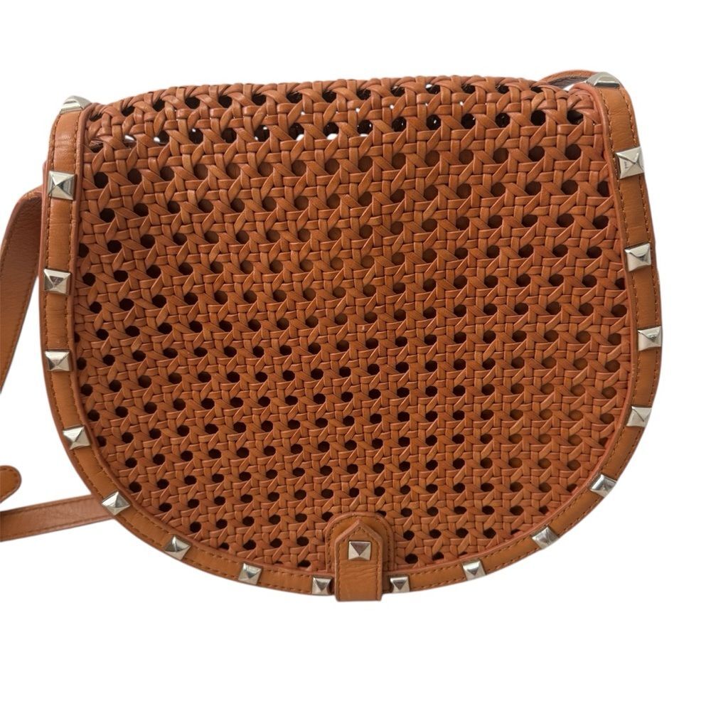 Rebecca Minkoff Skylar Woven Leather Crossbody Bag Tan - Picture 2 of 16